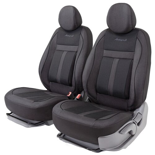 фото Получехлы на передние сиденья autoprofi cus-0405 bk/bk cushion comfort, эко-хлопок, 5 мм поролон, 3d крой, поясничный упор, 4 пред., чёрный