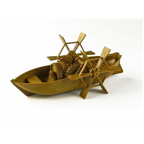 фото Модель для сборки моделист лодка с гребными колесами по проекту леонардо да винчи