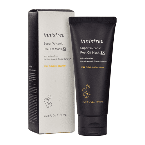 фото Innisfree super volcanic peel off mask 2x - глиняная маска-пленка 2x с вулканическим пеплом для очищения пор южная корея