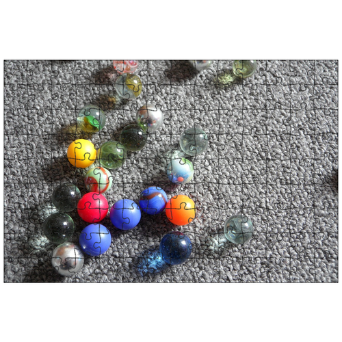 фото Магнитный пазл 27x18см."мраморы, стеклянные шарики, дети" на холодильник lotsprints