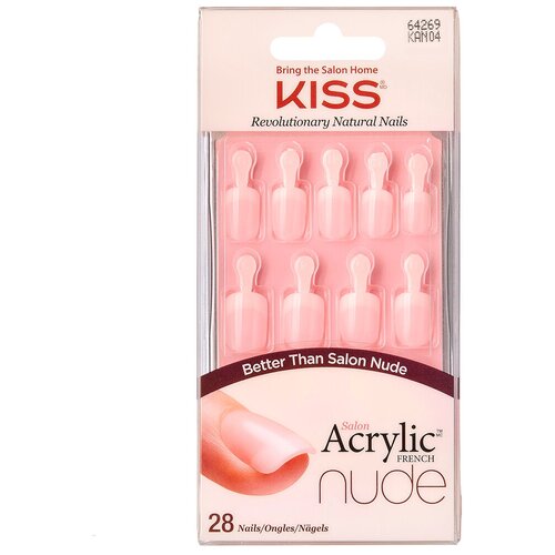 фото Kiss набор накладных ногтей с клеем "нежная астра" короткой длины 28шт nude nails kan04c