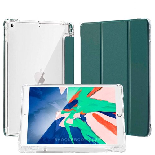 фото Чехол книжка для apple ipad 7 10.2 (2019 / ipad 8 10.2 (2020) темно-зеленый shockproof case