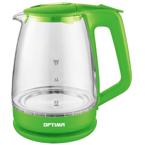 фото Чайник эл optima ek-1718g (1,7л, корпус из стекла, защита от перегр., ledподстветка,2200 вт, ассорт) зеленый