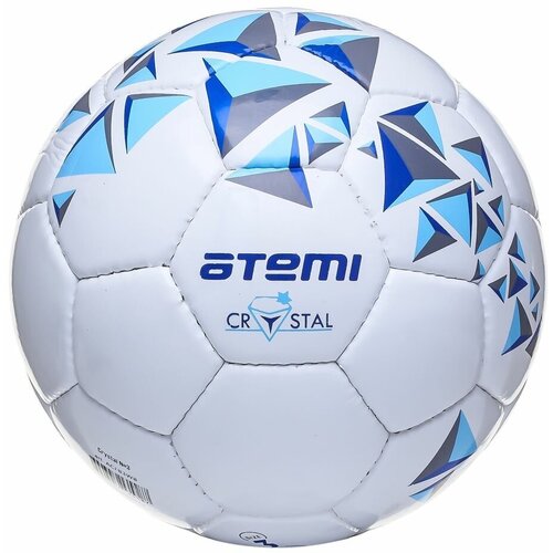 фото Мяч футбольный atemi crystal, pvc, бел/темно син, р.5, р/ш, окруж 68-70