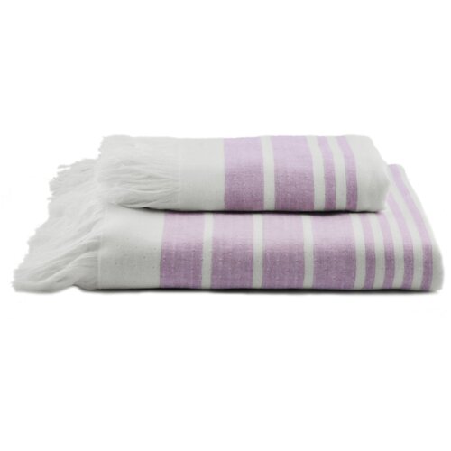 фото Hamam полотенце marine towel цвет: белый, лавандовый (100х180 см) br40166