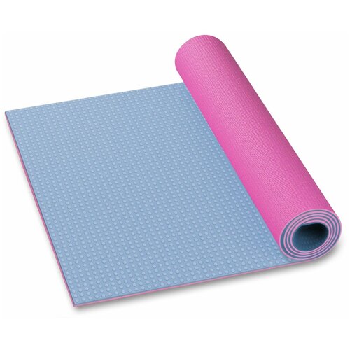 фото Коврик для йоги и фитнеса indigo pvc двусторонний in258 голубо-розовый 173*61*0,6 см