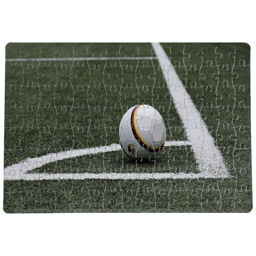 фото Пазлы coolpodarok футбол футбольный мяч газон угловой 20х29см 120 элемента