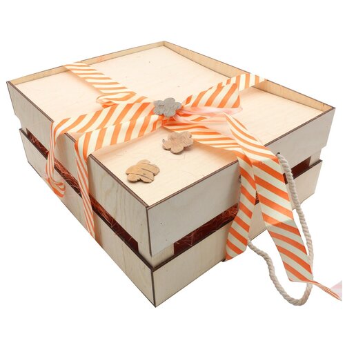 фото Деревянный ящик для оформления подарка с наполнением №5, 25*30 см astra & craft