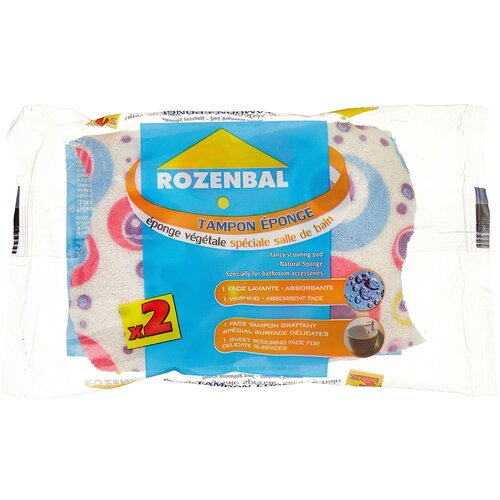 фото Губки rozenbal натуральные с декоративной шкуркой для ванной 2 шт, голубой