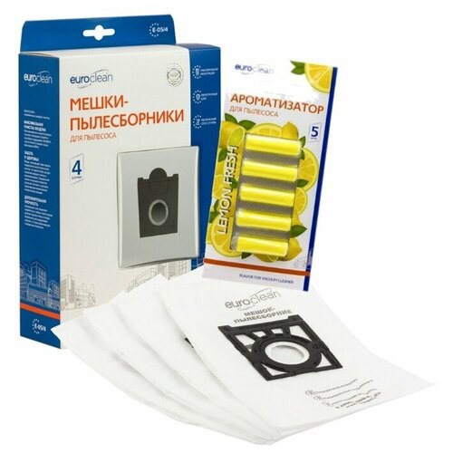 фото Euroclean набор из мешков-пылесборников e-06/4 и ароматизатора "лимон" белый/желтый