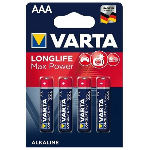 Батарейки мизинчиковые VARTA LR03 LongLife Max Power (4 шт) аккумулятор aaa varta 800mah bl4 ready2use longlife 4 штуки 56703 101 404 414