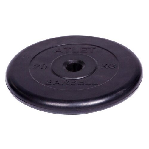 фото Диск обрезиненный barbell d 31 мм черный 20,0 кг atlet mb barbell
