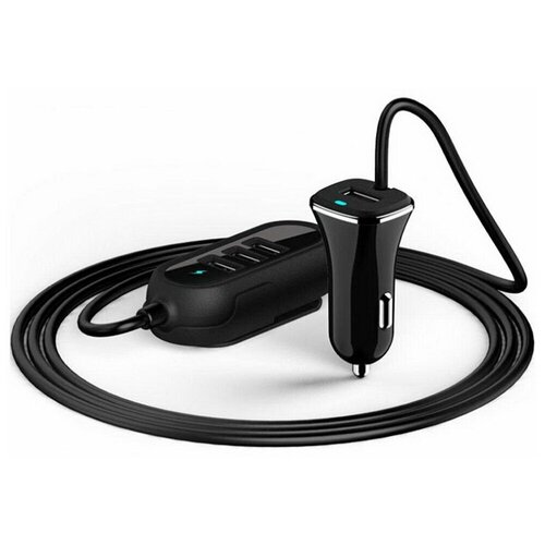 фото Автомобильное зарядное устройство с удлинителем ch- u3-4 (4 usb (2,4а+3,4а), кабель 1,8м) wiiix