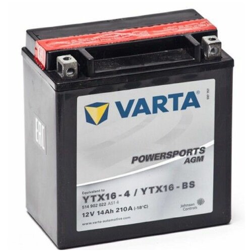 фото Аккумулятор varta powersports 12v/14ач (514 902 022) agm