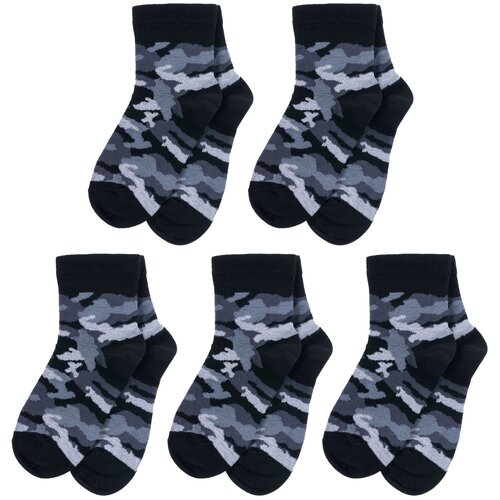 фото Комплект из 5 пар детских носков lorenzline черно-серые, размер 16-18