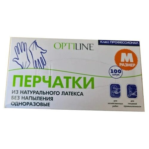 фото Перчатки латексные optiline, размер m, 50 пар, 100 штук, телесные