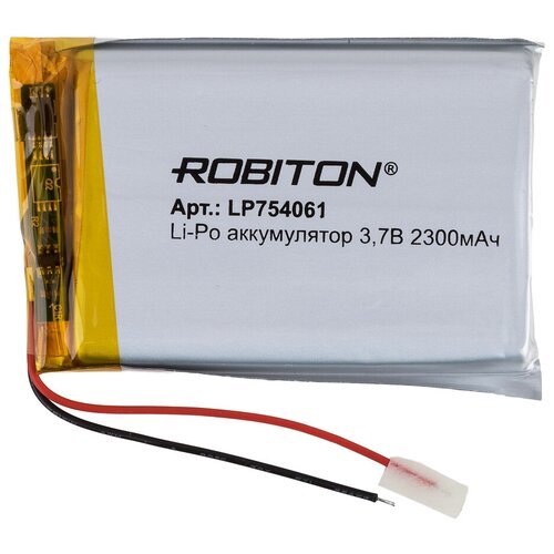 Аккумулятор ROBITON LP754061, Li-Pol, 3.7 В, 2300 мАч, призма со схемой защиты РК1