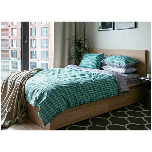 фото Комплект постельного белья grazia-textile евро aquamarine, сатин, наволочки 70x70 2 шт. grazia textile