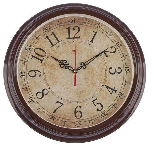 фото Часы настенные круглые "классика ретро", 35 см, обод коричневый рубин 2918892 .