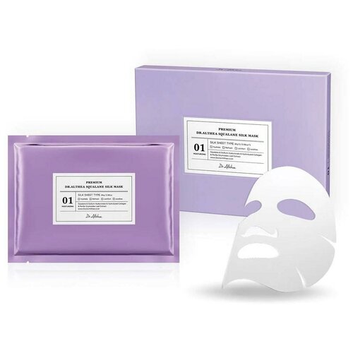 фото Dr. althea шелковая маска premium squalane silk mask питательная с гиалуроновой кислотой и скваланом, 28 г, 5 шт.