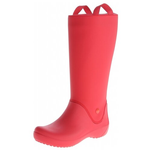 фото Резиновые сапоги crocs women's rainfloe boot, размер 36(w6), red/red