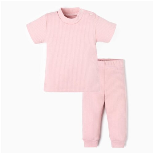 фото Комплект одежды крошка я детский, футболка и брюки, повседневный стиль, пояс на резинке, размер 86-92, розовый