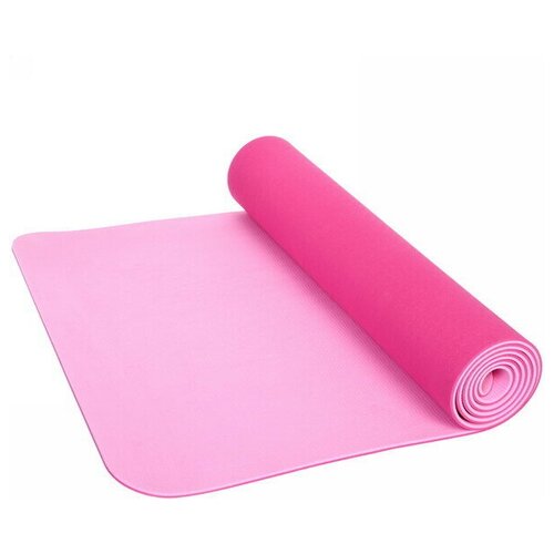 фото Коврик для йоги и фитнеса нескользящий 6мм 61*183 см "гармония" 2х сторонний, розовый/св.розовый нет бренда