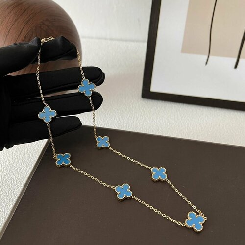 фото Колье azimut c.o. jewelry and accessories, длина 43 см, голубой