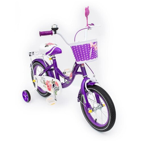 фото Велосипед gti 14" "красотка" детский с корзинкой фиолетовый