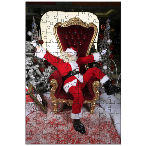 фото Магнитный пазл 27x18см."отец- рождество, санта, кресло" на холодильник lotsprints