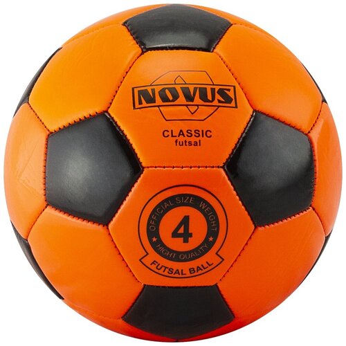фото Мяч футбольный novus classic futsal, pvc foam, оранж/чёрн, р.4, м/ш, окруж 63-66