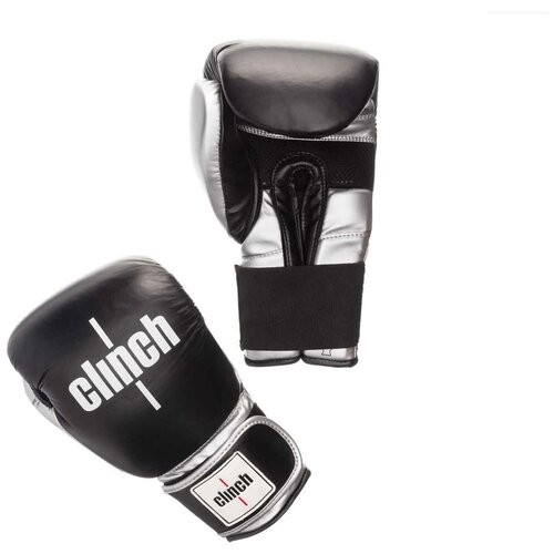фото Боксерские перчатки clinch prime черный/серебристый 10 oz