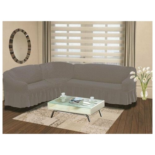 фото Чехол на угловой левосторонний диван bulsan серый karna (серый), чехол на диван