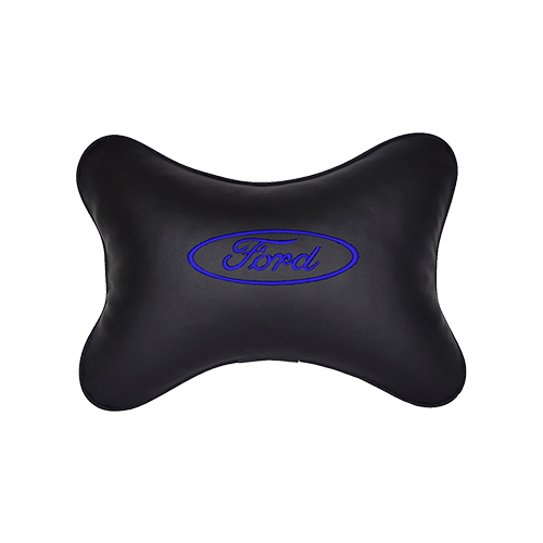 фото Подушка на подголовник экокожа black (синяя) с логотипом автомобиля ford vital technologies