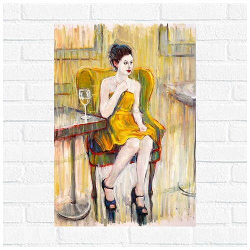 фото Постер "яркое желтое платье", 30x40 см, бумага вау холст