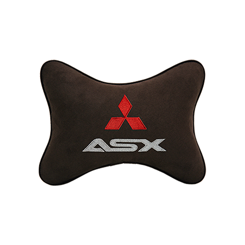фото Подушка на подголовник алькантара coffee c логотипом автомобиля mitsubishi asx vital technologies