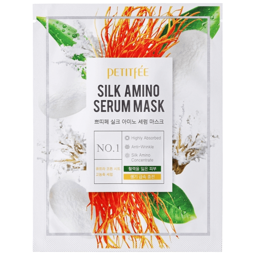 фото Маска-лифтинг тканевая для лица petitfee с протеинами шёлка - silk amino serum mask