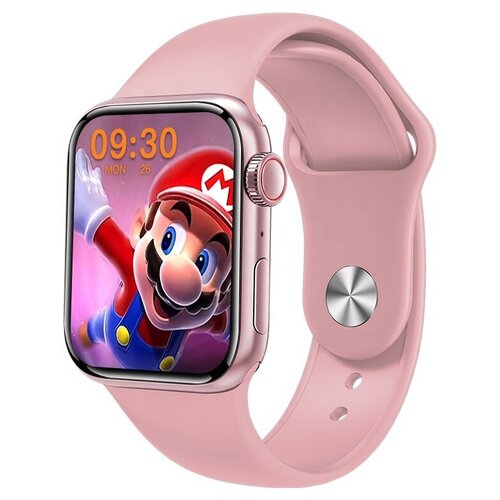 фото Умные часы smart watch m26 plus экран 1,75 дюйма, беспроводная зарядка, активное боковое колесико и кнопка (розовый)