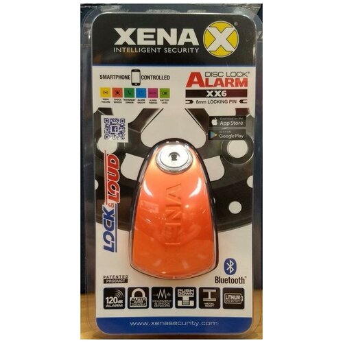 фото Замок на диск мотоцикла с сиреной xena xx6-hd ble (оранжевый) xena security