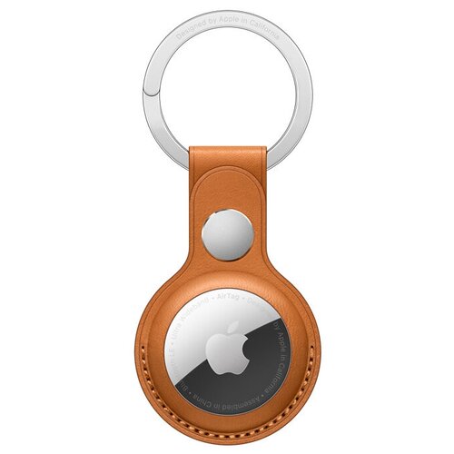 фото Кожаный брелок apple для airtag с кольцом для цвета «золотистая охра»
