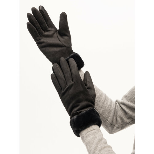 фото Перчатки , размер 7.5, черный fashion gloves