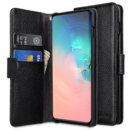 фото Кожаный чехол книжка melkco для samsung galaxy s10 - wallet book type, черный