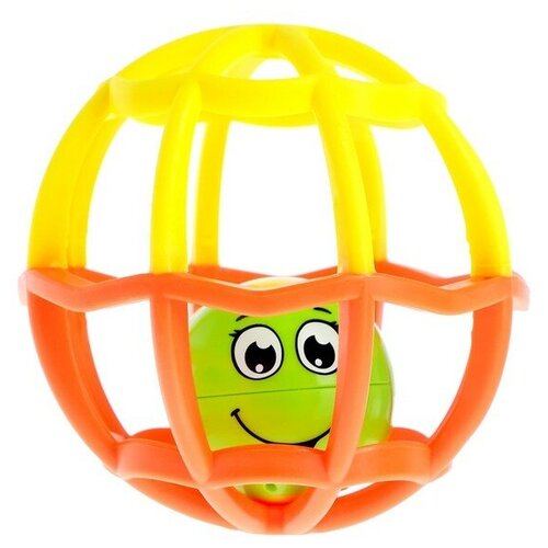фото Развивающая игрушка азбукварик музыкальный мячик хохотуша, оранжевый/желтый