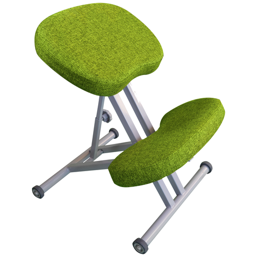 фото Эргономичный коленный стул "олимп" ск-1-1 (тонкие сидения) нежный лайм на серой раме