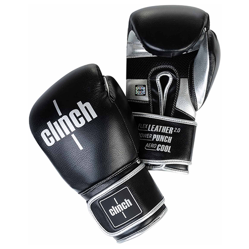 фото C141 перчатки боксерские clinch punch 2.0 черно-серебристые - clinch - черный - 12 oz