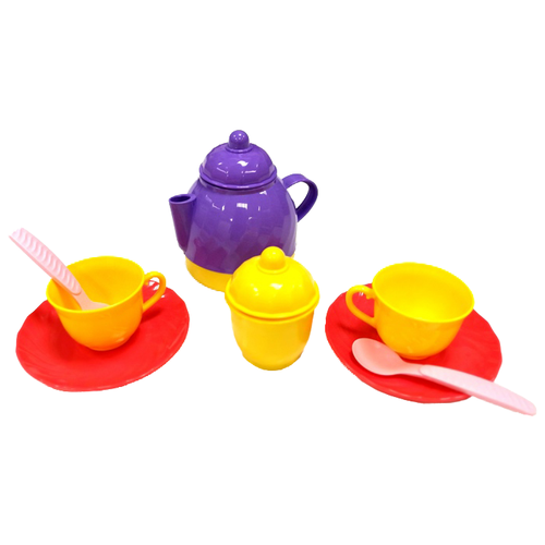 фото Набор посуды росигрушка набор посуды чайный "причуда" (10 дет.) красный/фиолетовый/желтый