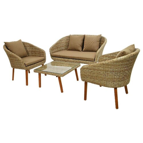 фото Kaemingk комплект мебели из искусственного ротанга женева: 1 диван + 1 столик + 2 кресла 9988935