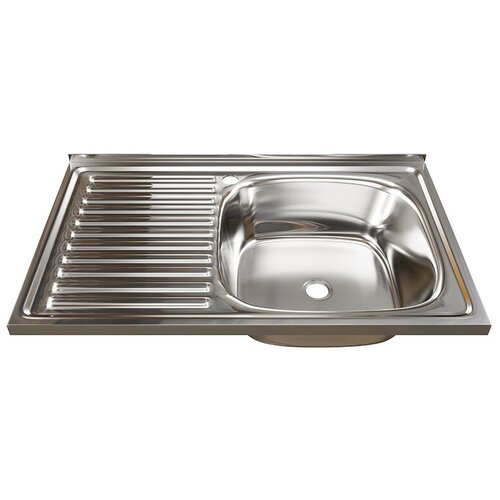 Накладная кухонная мойка 80 см Mixline 50х80 (0,4) 1 1/2 правая нержавеющая сталь/глянец