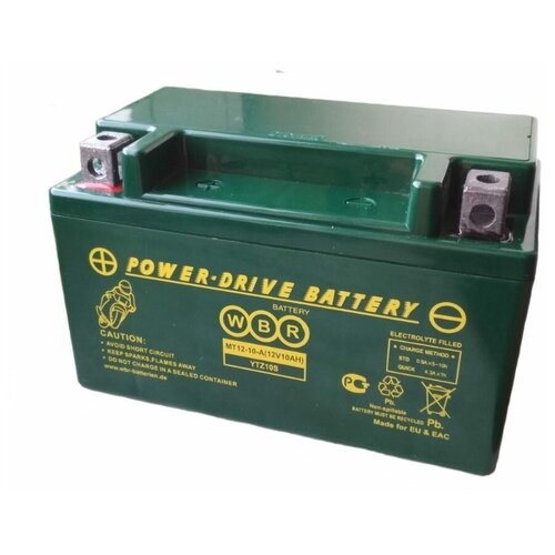 фото Аккумулятор мотоциклетный wbr mt 12-10a ytz10s 12v 10ah agm(залит и готов к применению)