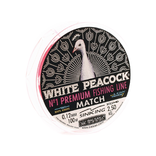 фото Монофильная леска balsax white peacock match bloodwarm 0.12 мм 100 м 2.5 кг